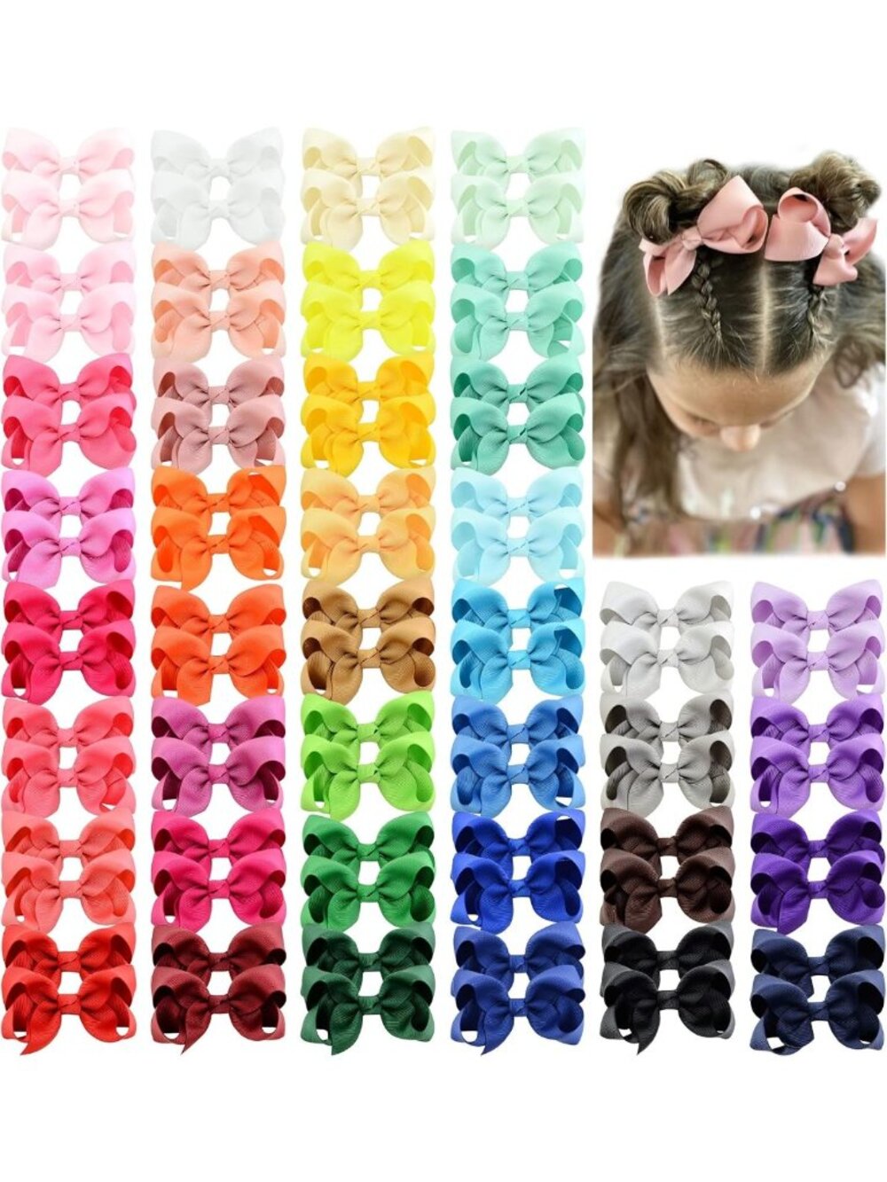 80PCS 3-Inch Grosgrain Hair Bows for Girls - Cute Toddler Hair Accessories